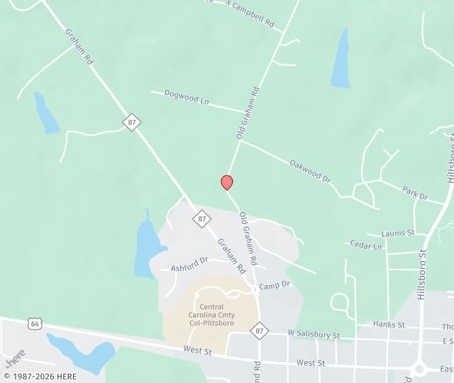 Location Map: 587 Old Graham Road Pittsboro, NC 27312